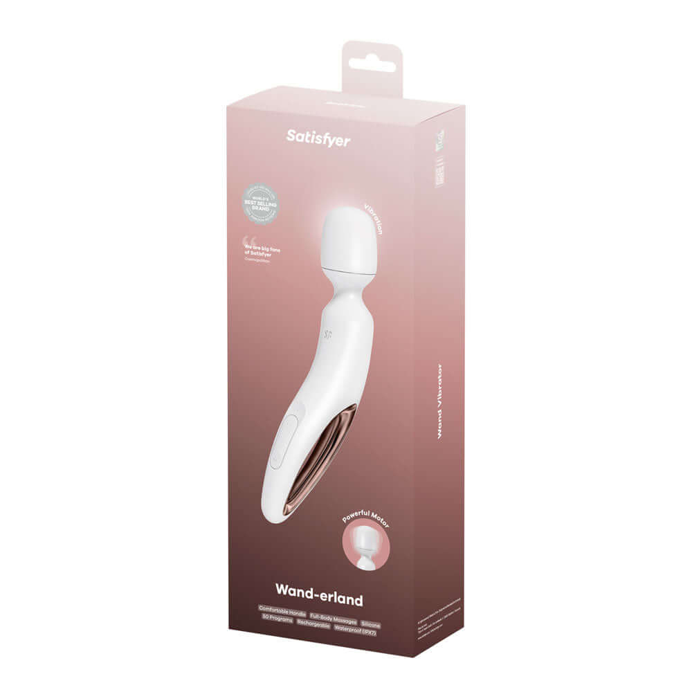 Satisfyer Wand-erland - White - White/Rose Gold USB Rechargeable Massage Wand